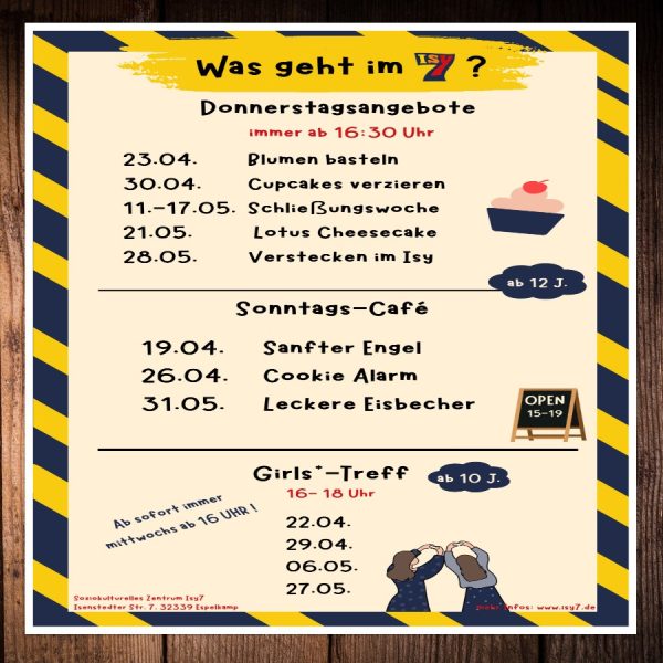 ++Was geht im Isy7?++ Unsere Angebote für alle ab 10 und 12 Jahren