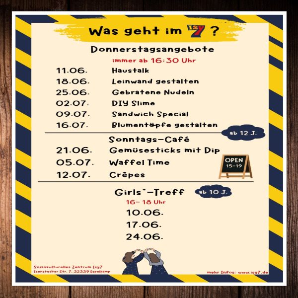 ++Was geht im Isy7?++ Unsere Angebote für alle Jugendlichen